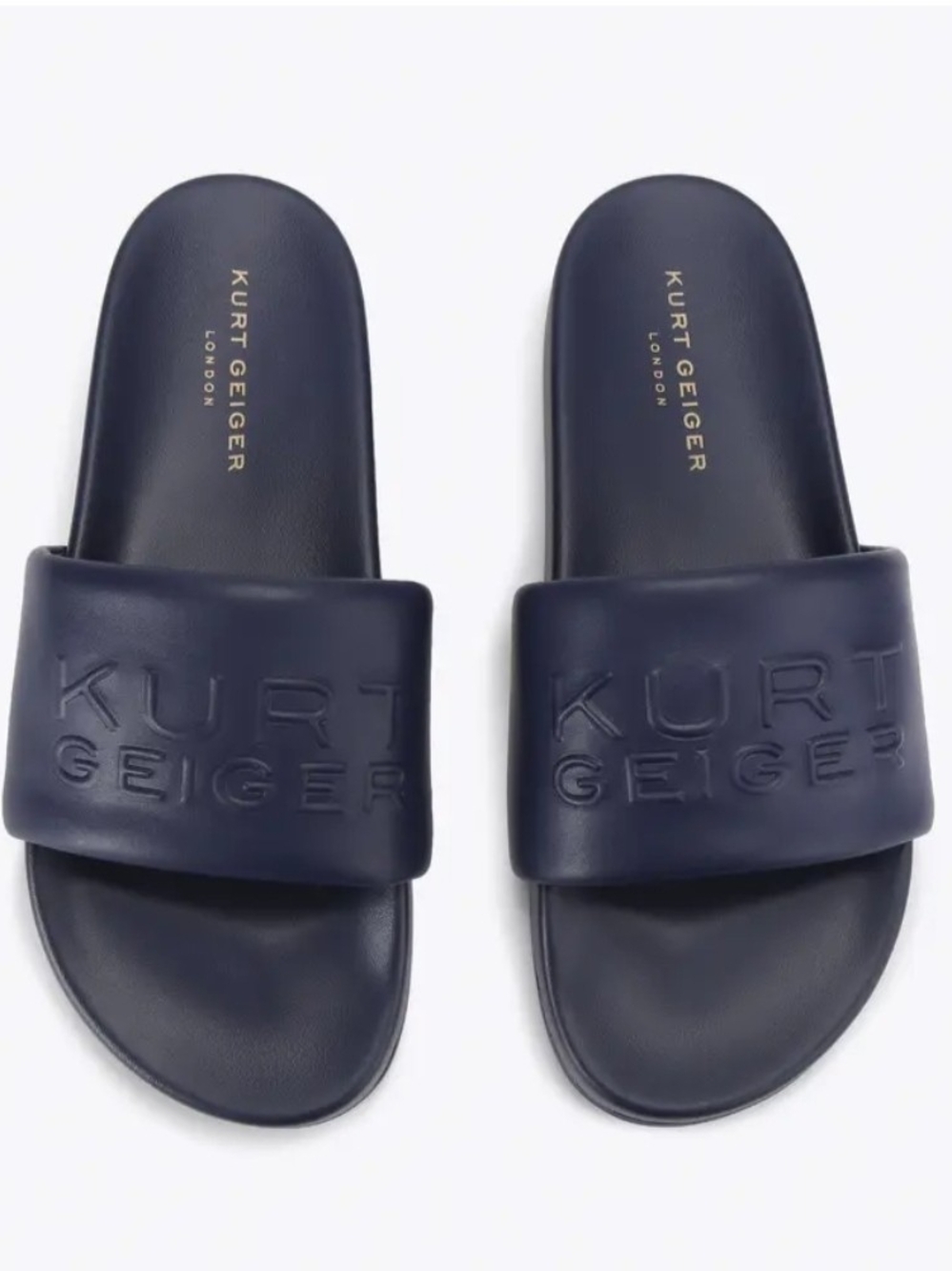Kurt Geiger Navy Embossed Logo Slide Sandals